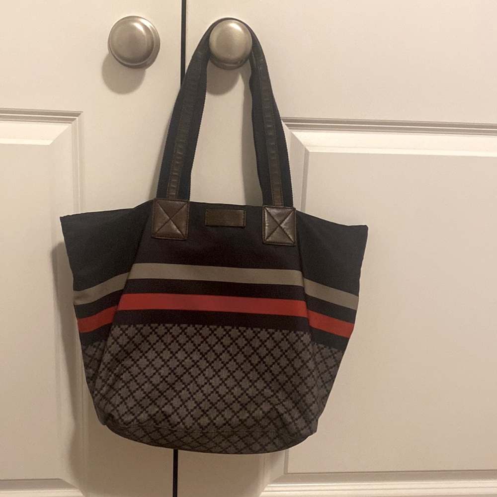 GUCCI sherry line tote bag Diamanté Nylon leather made in Italy